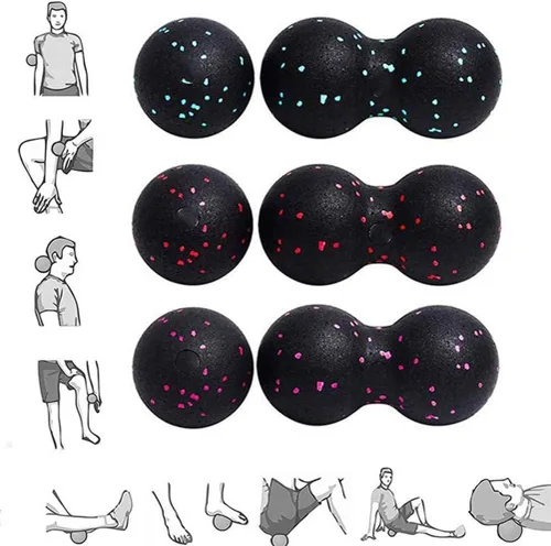 Vista 3 de Bola de masaje de cacahuete – Juego de bolas de masaje para después del ejercicio, juego de bolas de masaje de tejido profundo, rodillo muscular