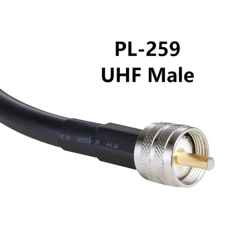Vista 2 de Cable coaxial UHF CB de 1 pie – 2 unidades, KMR195 PL259 macho a macho, cable coaxial UHF de baja pérdida, cable coaxial CB para radio HAM, radio