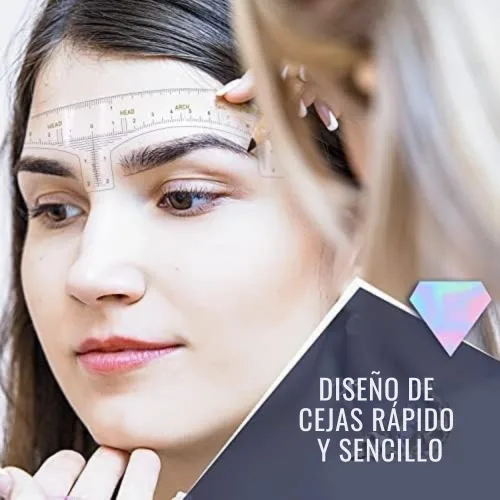 Vista 5 de Brawna Plantilla de regla de cejas – 30 piezas de plantillas adhesivas transparentes para modelar cejas, tinte de henna y microblading – Herramienta