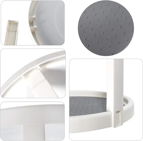 Vista 3 de Lazy Susan - Organizador de especias antideslizante de 2 niveles, organizador de condimentos giratorio de 360 grados de 10 pulgadas, para armario