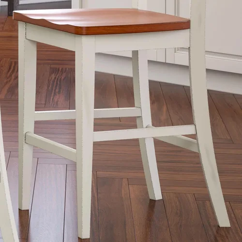 Vista 4 de Homestyles Monarch Taburete de bar de madera blanca antigua