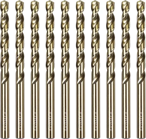 Vista 9 de Broca de cobalto de 1/8 pulgadas M35 HSS Brocas helicoidales Jobber Longitud Broca de acero para metal duro y acero inoxidable, paquete de 10