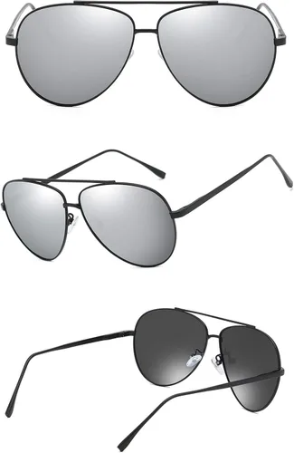 Vista 4 de AIMADE Lentes de sol polarizados militares de alta calidad, marco de metal, diseño único, para hombres y mujeres, 100% protección UV