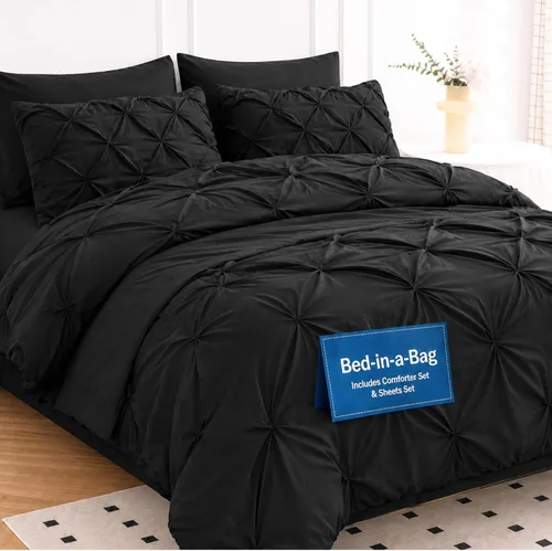 Vista 16 de LANE LINEN Juego de edredón individual de 5 piezas - Ropa de cama con diseño clásico de puntada pintuck - con 1 edredón, 1 funda de almohada, 1