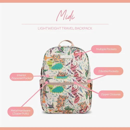 Vista 2 de JuJuJuBe Mochila de viaje ligera a media piernamochila escolar para niños o adultos con organización de bolsillo, Vida Salvaje, Vida salvaje