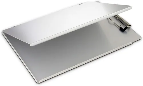 Vista 3 de Saunders - Portapapeles de aluminio reciclado con cubierta de privacidad - Tamaño carta – 22017., Aluminio, gris