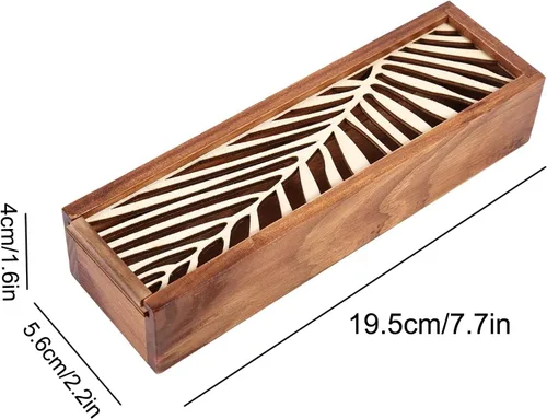 Vista 2 de Caja de madera sin acabar, caja de almacenamiento para lápices de madera, estuche vintage con funda extraíble, caja de madera con tapa