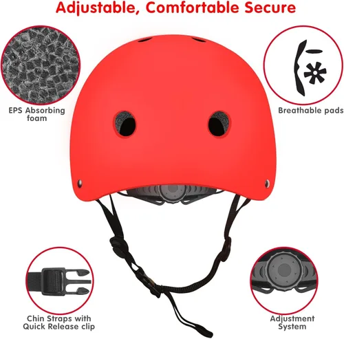 Vista 3 de Youth & Kids Rider Helmet, Bike Helmet Removable Liners Adjustable Safety Protective Skateboard Helmet for Child Roller Skates,Scooter,Inline