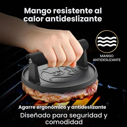 Vista 2 de Prensa de hamburguesas Smash para plancha, herramienta aplastadora de hamburguesas resistente de 2 libras con mango resistente al calor