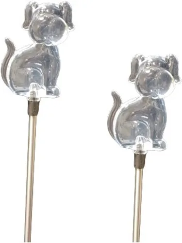 Vista 16 de Starry Illuminate - Juego de 2 luces solares de estaca para jardín, estilo cambiante de color (pata de perro)