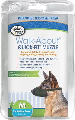 Vista 12 de Four Paws Walk-About - Bozal ajustable para perros medianos, de ajuste rápido, lavable y transpirable, color negro, 1 unidad