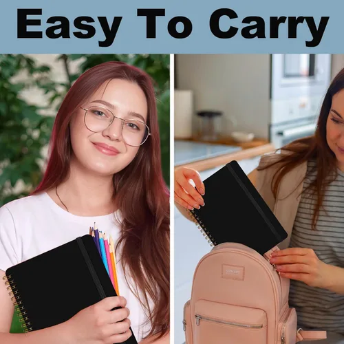 Vista 6 de 4 Pz Cuaderno en Espiral, Cuaderno Diario en Espiral, Cuadernos para Trabajo, Toma de Notas, Escuela, Cuadernos Pequeños con Correa, Cuadernos Negro