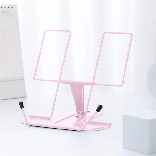 Vista 20 de MSDADA - Soporte de libros de metal para escritorio, soporte ajustable para lectura, soporte portátil para libros de cocina y documentos, soporte