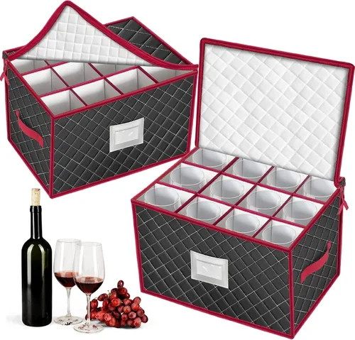 Vista 15 de Caja de almacenamiento para flauta de champán, caja de almacenamiento acolchada para copas de champán, contenedor apilable de copa de champán, copa