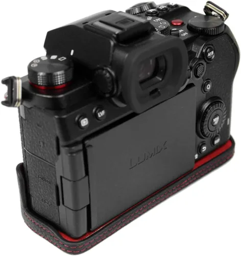 Vista 3 de Rieibi Panasonic S5 - Funda de piel auténtica para cámara compatible con Panasonic Lumix DC-S5, DC-S5II, DC-S5IIX, color negro