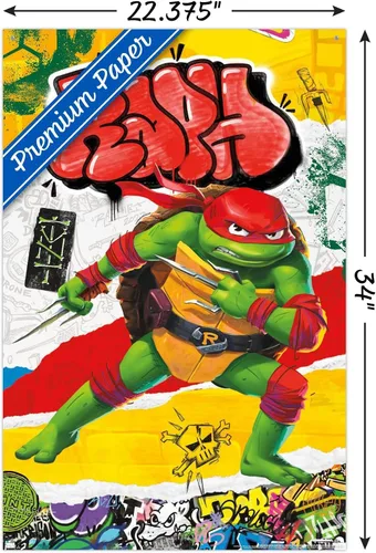 Vista 3 de Trends International Teenage Mutant Ninja Turtles: Mutant Mayhem - Póster de pared de Rafael, 22.375 x 34 pulgadas, paquete de póster premium y pin