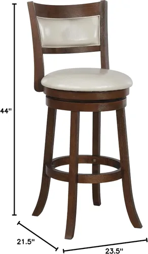 Vista 11 de OSP Home Furnishings Metro - Taburete giratorio de 30 pulgadas con asiento acolchado y reposapiés adjunto, piel sintética color crema con marco
