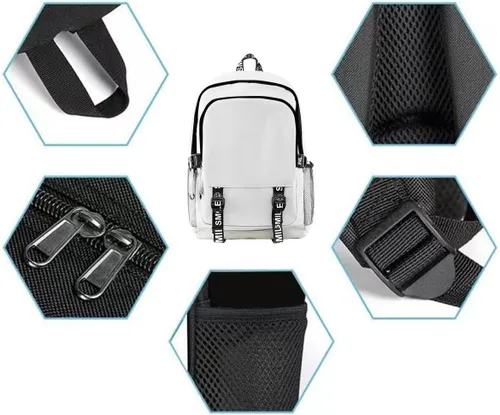 Vista 3 de Homruis Murder Drones Mochila Casual Dibujos Animados Mochila Set para Viajes al Aire Libre, E, Mochilas Daypack