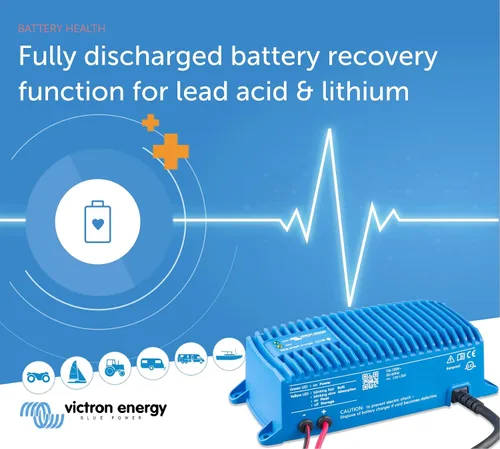 Vista 4 de Victron Energy - Cargador de batería inteligente, IP67, 12/24 voltios, 5-25 amperios, color azul (Bluetooth)