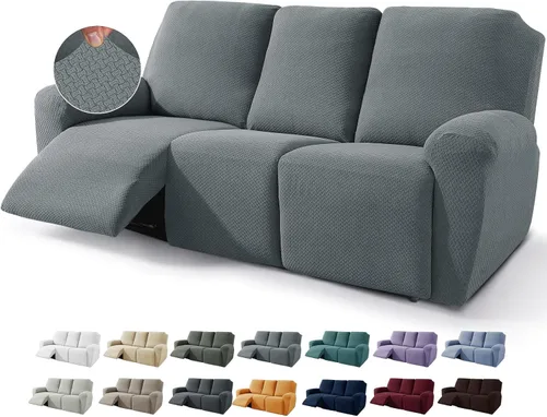 Vista 49 de JIVINER Fundas de sofá reclinable de 8 piezas, fundas elásticas de jacquard para sofá reclinable, fundas para sala de estar, protector suave de 3