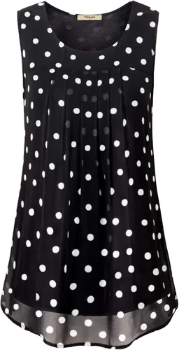 Vista 71 de Timeson - Camiseta de gasa sin mangas, blusa tipo túnica informal de doble capa para mujer