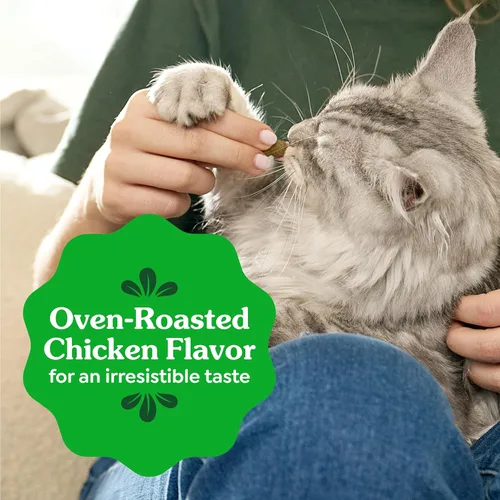 Vista 9 de Greenies Golosinas dentales naturales para gatos adultos recomendadas por veterinarios felinos, sabor pollo asado al horno, bolsa de 2.1 onzas