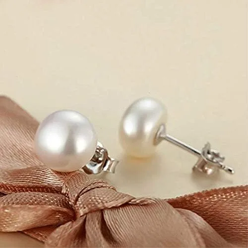 Vista 5 de Aretes de perlas de plata de ley S925 AAAA+ calidad seleccionadas a mano para mujer, aniversario, cumpleaños, joyería fina, regalo del día de San