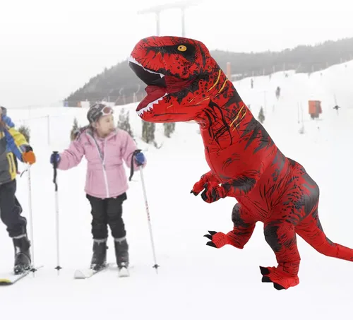 Vista 5 de BAOK Disfraz de dinosaurio, disfraz inflable de dinosaurio con costuras reforzadas para cosplay divertido