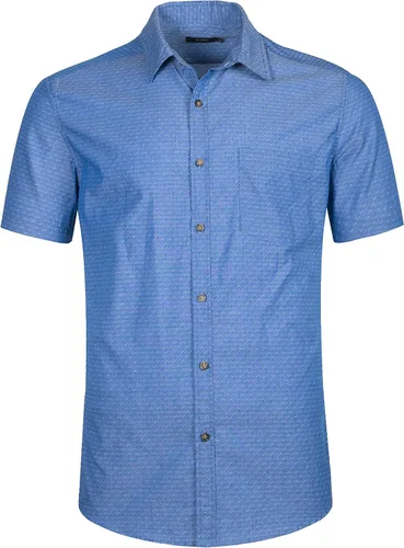 Vista 12 de Camisa de vestir de manga corta para hombre, ajuste regular, con botones, casual, con estampado único Grandes estrellas de la marina