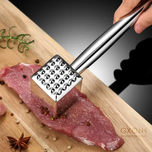 Vista 6 de Ablandador de carne, acero inoxidable 304 resistente, mazo de carne, libra, herramienta de martillo (1.65 libras)