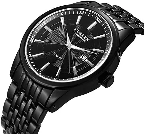Vista 4 de CURREN Relojes para hombre, de acero inoxidable, analógico, de cuarzo, a la moda, para hombre