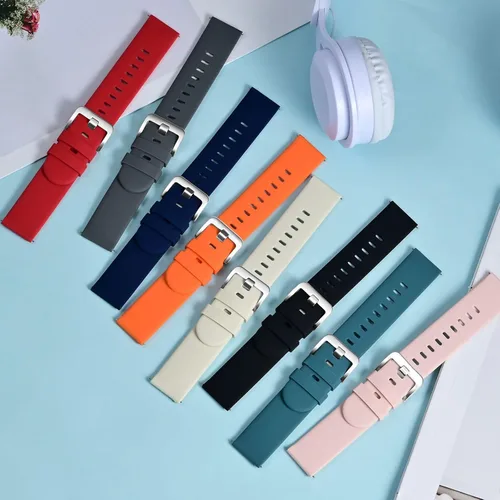 Vista 116 de BISONSTRAP Correas de reloj de silicona, correas de reloj delgadas con liberación rápida, 0.787 in, negro con hebilla negra