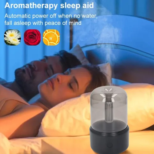 Vista 2 de Humidificador de luz de velas de bajo ruido portátil USB difusor de aceite esencial humidificador con luz nocturna LED 4.1 fl oz