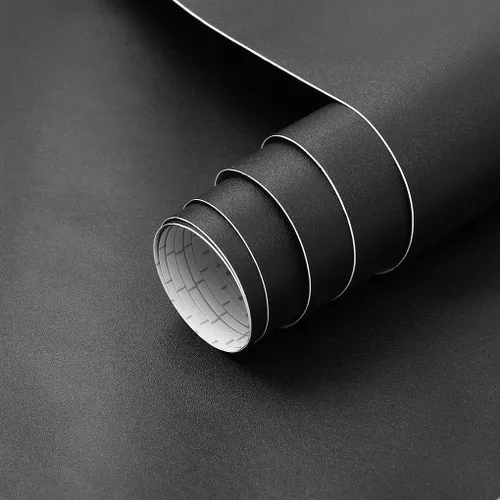 Vista 13 de Arthome - Papel adhesivo negro de 11.8 x 100 pulgadas, papel tapiz autoadhesivo impermeable de vinilo de PVC brillante, a prueba de aceite, papel