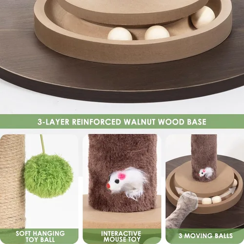 Vista 4 de Rascador para gatos, torre de árbol para gatos de 35 pulgadas de alto con bola colgante para gatos de interior y adultos, palma de areca, cuerda