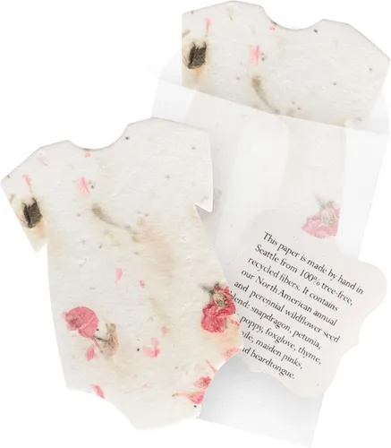 Vista 10 de Juego de 12 hojas de semillas de mariposa rosadas, flores silvestres para escribir y plantar con sobres y guías de plantación, regalo para madres