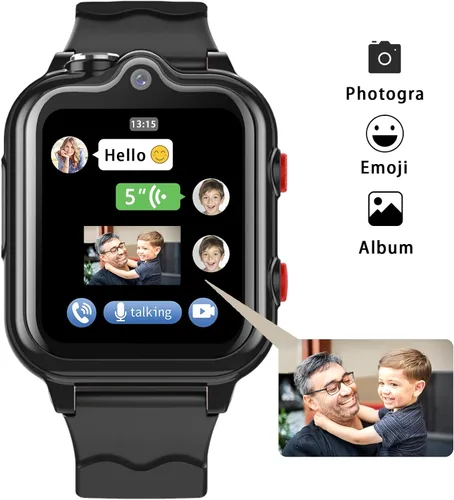 Vista 3 de Reloj inteligente para niños, llamadas telefónicas 4G, mensajes de texto, reloj inteligente con WiFi, video chat de voz, Bluetooth, alarma