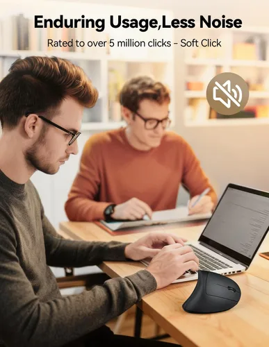 Vista 4 de TECKNET Ratón Ergonómico, Ratón Vertical Inalámbrico Recargable para Túnel Carpiano Mano Derecha, 4800 DPI 5 Niveles Ajustables 2.4GHz con Receptor