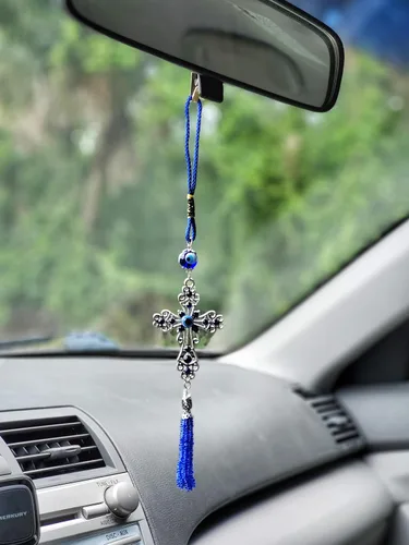 Vista 3 de LUCKBOOSTIUM Car Charm Evil Eye Keychain & Protection, Evil Eye Car Hanging Ornament, Home and Rear View Mirror Accessories