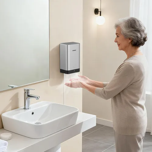 Vista 3 de AIKE Secador de manos compacto para baño, policarbonato ABS 110V plata Plateado