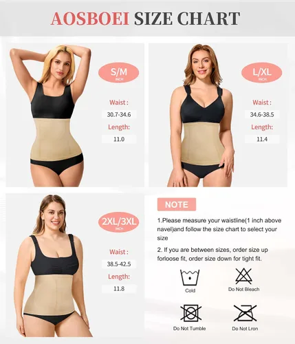 Vista 6 de AOSBOEI Faja moldeadora de cintura con control de abdomen, faja moldeadora de cuerpo, cinturón de recuperación posparto, banda para el vientre