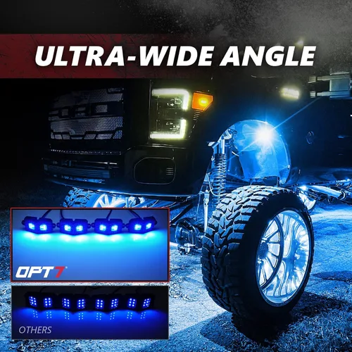 Vista 7 de OPT7 Photon RGB LED luces magnéticas con aplicación Bluetooth y control remoto, marco de aluminio de 4 vainas, kit de bajo brillo de gran angular