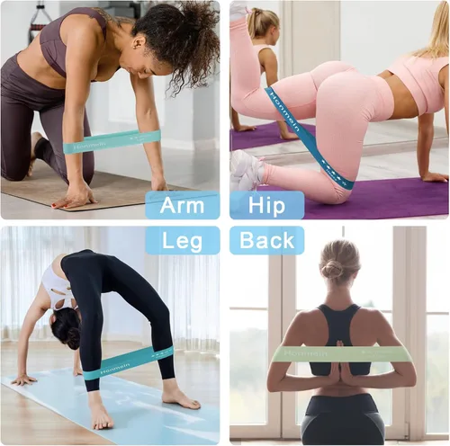 Vista 5 de Honmein Bandas de resistencia para entrenamiento, bandas de ejercicio con 5 niveles de resistencia para fitness en casa, entrenamiento de fuerza