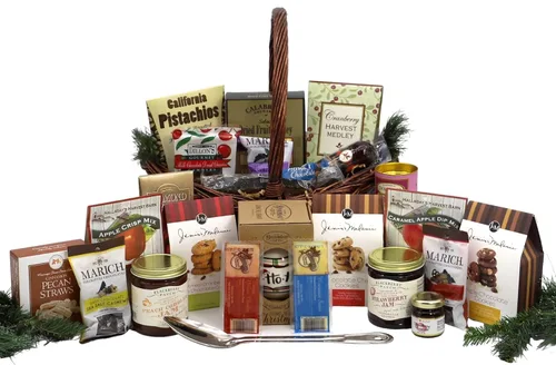 Vista 5 de Gift Basket Village: Bountiful Holiday Harvest - Juego de frutos secos gourmet, dulces, mermelada, velas y adornos