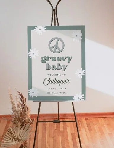 Vista 9 de Letrero de bienvenida personalizado con texto en inglés «Oh Baby Show» – Cartel de bienvenida de corona para baby shower – Póster de corona de baby