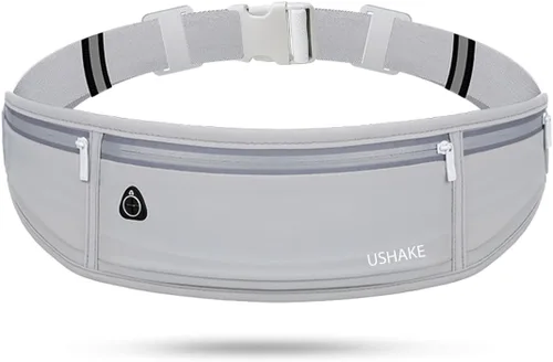 Vista 12 de USHAKE Cinturón delgado para correr, riñonera de entrenamiento para hombres y mujeres, paquete de cintura de ejercicio para soporte de iPhone