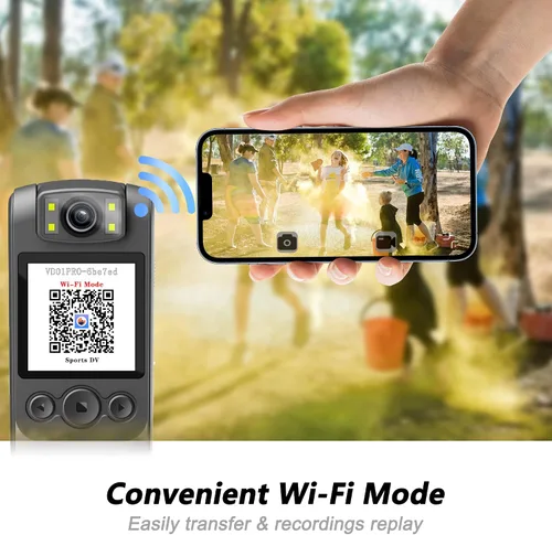 Vista 2 de Cámara corporal 4K con grabación de audio y video, mini cámara portátil de 64 GB con cordón magnético, cámara desgastada por el cuerpo para viajes