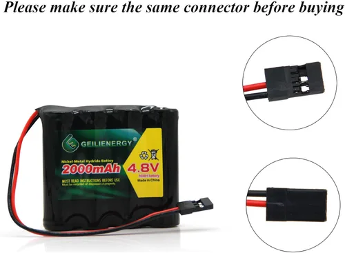 Vista 3 de NiMh Receiver RX - Batería recargable de 4.8 V 2000 mAh con conector Hitec para receptores RC, aviones RC y más (paquete de 1)