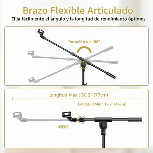 Vista 4 de TONOR Soporte para micrófono con soporte para tableta, brazo de trípode para piso, altura y ángulo ajustables, soporte resistente con bolsa