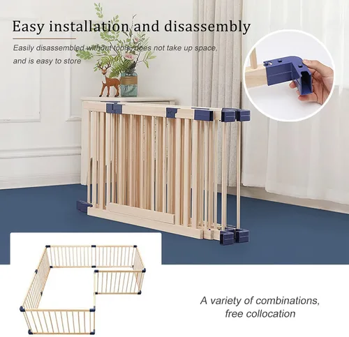 Vista 6 de Jolan Corralito para bebés de madera, para interiores y exteriores, centro de actividades para niños, valla transpirable y duradera, corralito